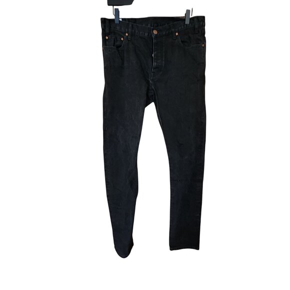 Han Mens Selvedge Denim Jeans Black Size 33L Button Fly - Picture 1 of 6